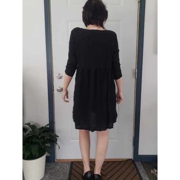 90s Black Rayon Babydoll Dress‎ - Picture 4 of 5